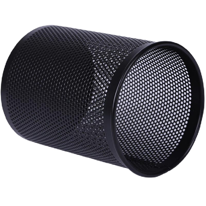 得力（Deli）909 金属网纹圆形笔筒 80*100mm 黑色