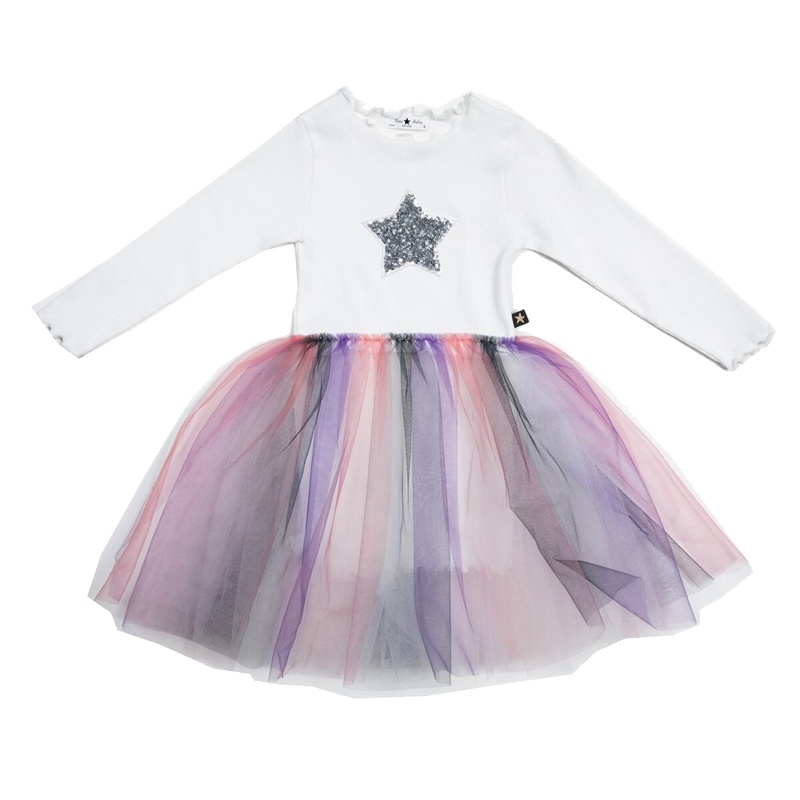 Petite Hailey 秋冬新款 女 童 梦幻 长袖星星 公 主 裙 连 衣 裙