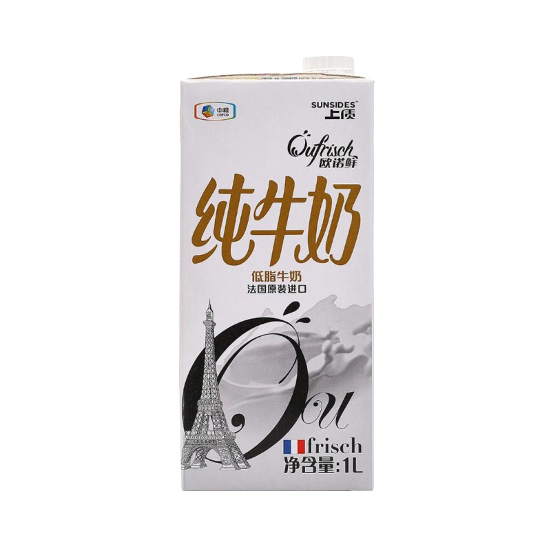 [中粮海外直采]上质 Öufrisch欧诺鲜低脂牛奶1L(法国原装进口)