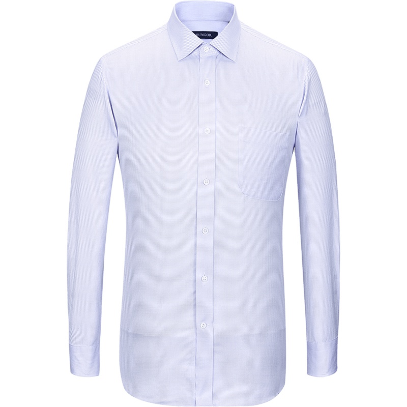 Youngor/雅戈尔秋款男士商务正装衬衫纯棉免烫格子长袖衬衫男7763