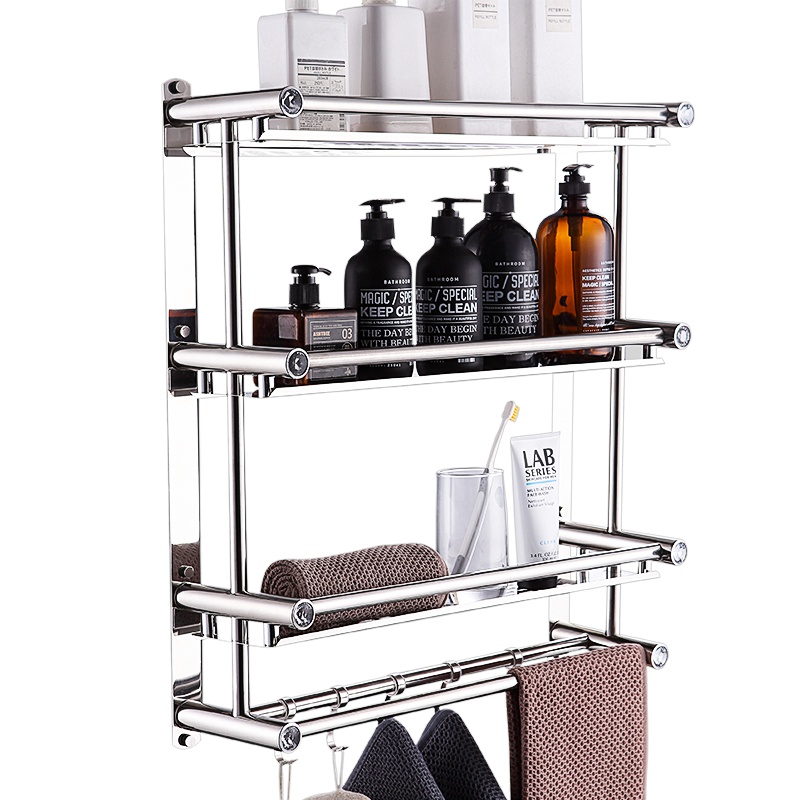 四季沐歌(MICOE)卫生间浴室厕所置物架壁挂架洗手间收纳架免打孔/打孔两用置物架洗漱台毛巾架