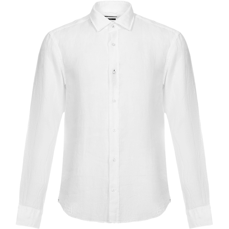 HUGO BOSS 雨果博斯 男士 亚麻布修身版长袖衬衫 50432540