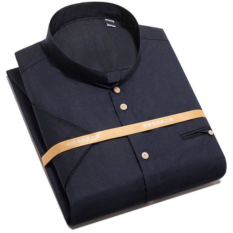 红豆旗下相思鸟（xiangsiniao）男士纯色亚麻短袖衬衫C256S