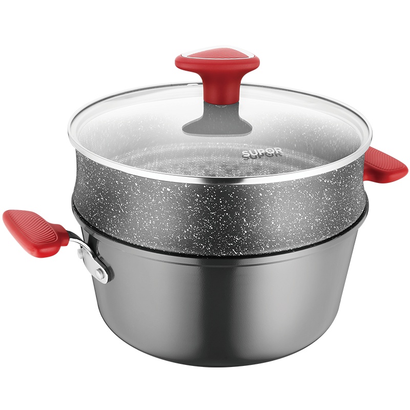 苏泊尔(SUPOR)星星石健康不粘汤蒸多用锅带蒸格蒸煮多用汤锅不挑灶 高透可视玻璃不挑灶 PZ24Z1 24cm