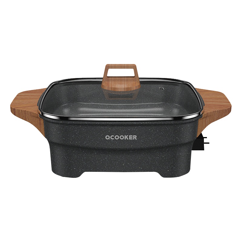 圈厨(QCOOKER) 电火锅CR-HG02 4L韩式家用多功能锅电炒锅电煮锅不粘锅电煎锅电煮锅电热锅煲汤锅电炖锅电蒸锅