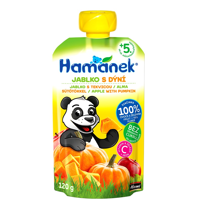哈梅熊Hame 欧洲原装进口婴幼儿宝宝辅食南瓜苹果泥120g*1袋