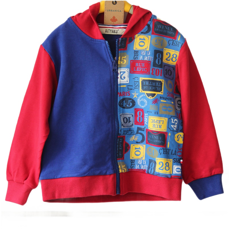 天然精梳纯棉触感舒适环保印花卫衣小中大童男女学生夹克衫保暖外衣户外旅游外套日本婴童服饰aityaku厂家直销特价清仓