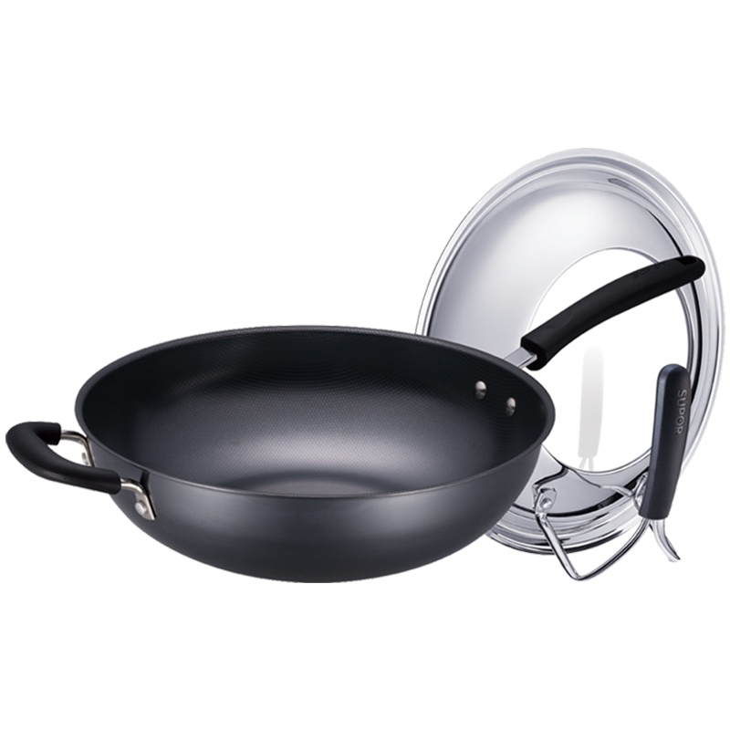 苏泊尔（SUPOR）炒锅铁锅平底家用不生锈无涂层32CM老式蜂窝大炒菜锅