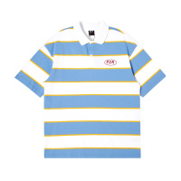 A21夏季2021新款男装 宽松落肩短袖POLO衫男士百搭潮牌条纹上衣