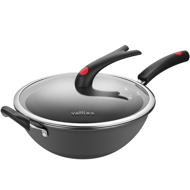 华帝 VATTI 炒锅32CM 高纯铸铁锅 无涂层健康炒锅 可立锅盖 电磁炉燃煤气通用锅C3234