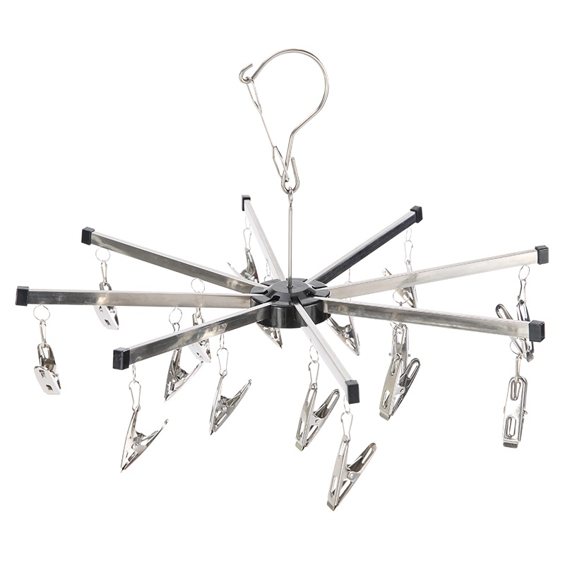 依品家居SU1216 16夹不锈钢多功能时尚伞形晾衣架，多夹子内衣内裤晒架，防风晾晒架，晒袜架，晒衣夹，晾晒毛巾架