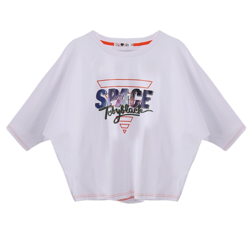 a02新款2020潮流宽松显瘦字母印花五分袖T恤女D1U5A0171KT