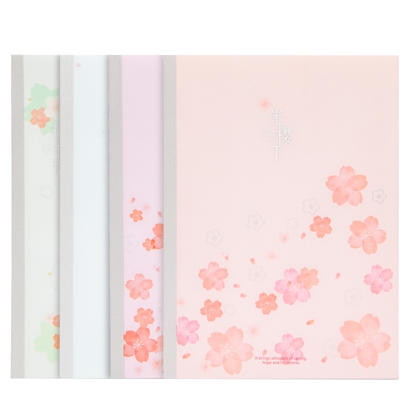 得力deli WPB540笔记本/记事本无线装订本(光樱下系列)4本装 B5-40页/本花色随机办公学生文具笔记本子
