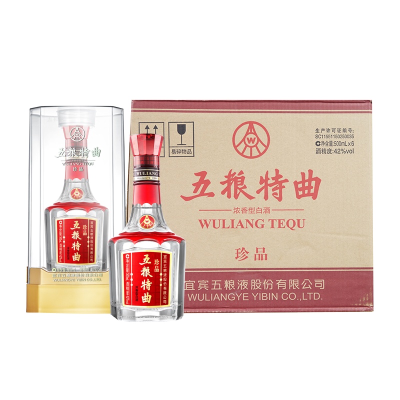 五粮液股份出品 五粮特曲 珍品 42度 浓香型白酒 500ml 6瓶装