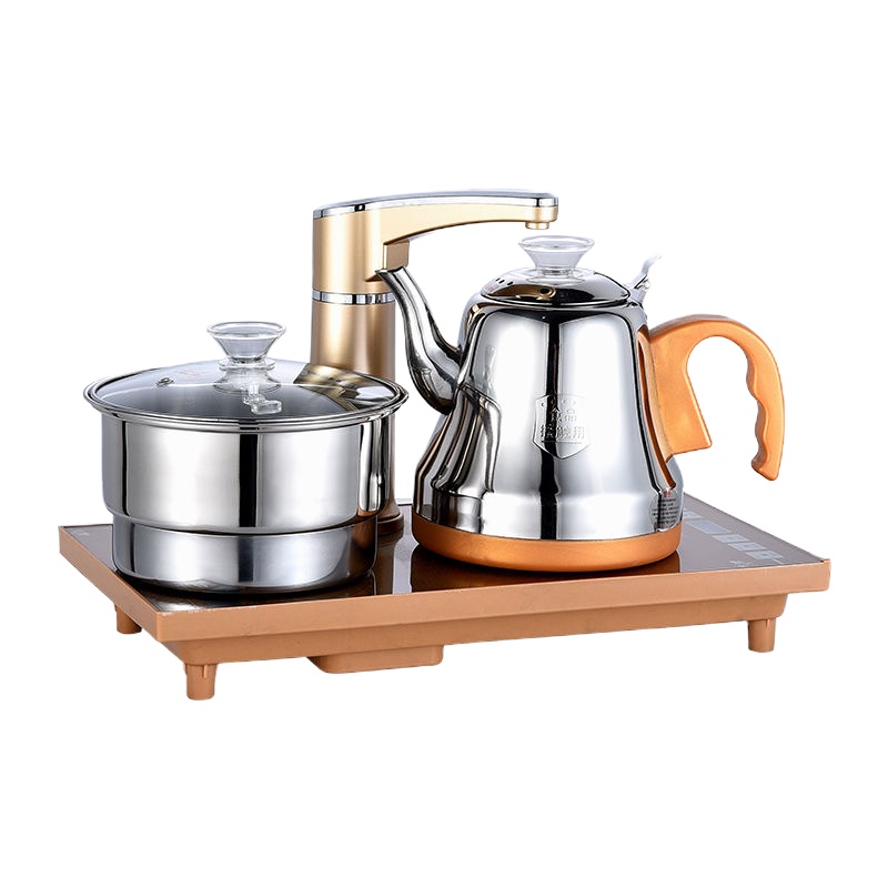 全自动上水壶电热水壶家用自吸式烧水壶泡茶壶茶具抽水电茶炉 全自动双炉(金)(畅享QX2001)