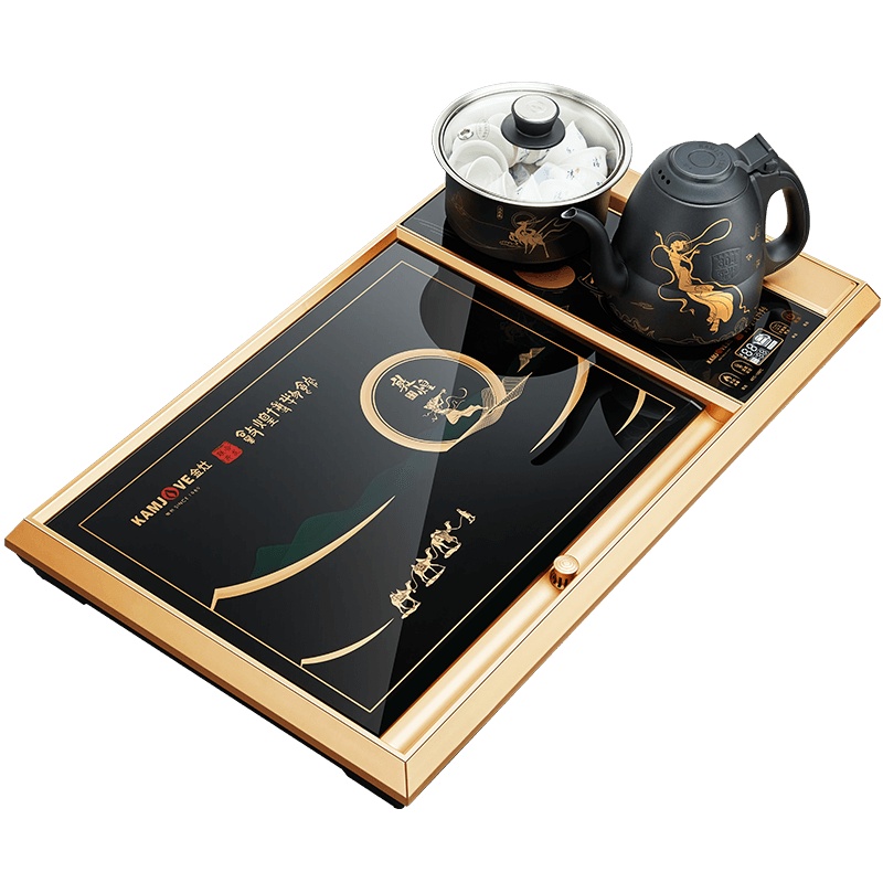 金灶敦煌博物馆联名开发设计茶盘套装全自动一体新中式玻璃茶托家用轻奢现代茶具
