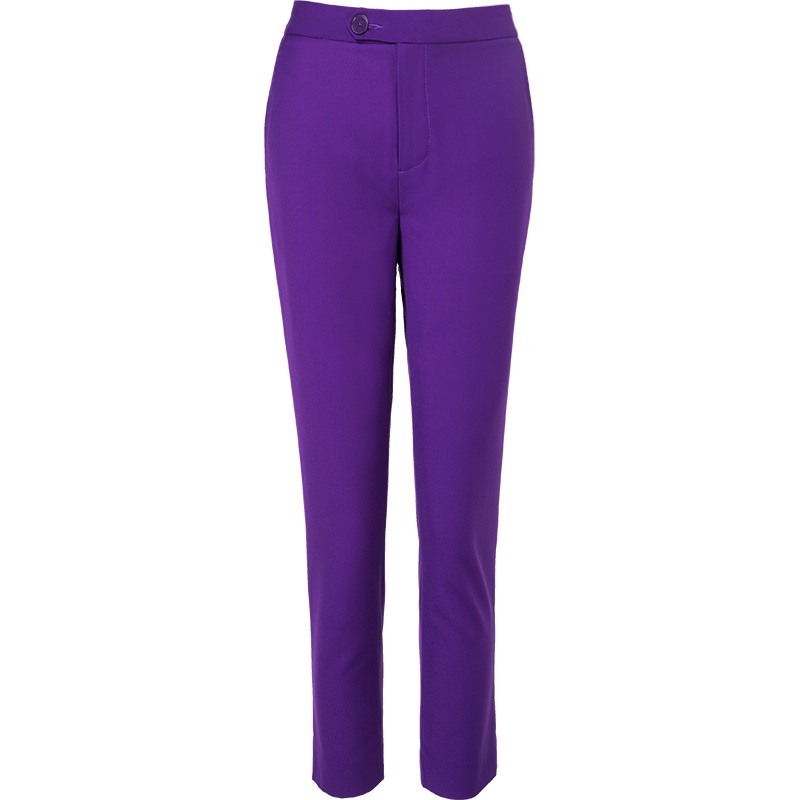 晚白2021春季新品简约纯色时尚百搭高腰通勤常规休闲裤西裤长裤女