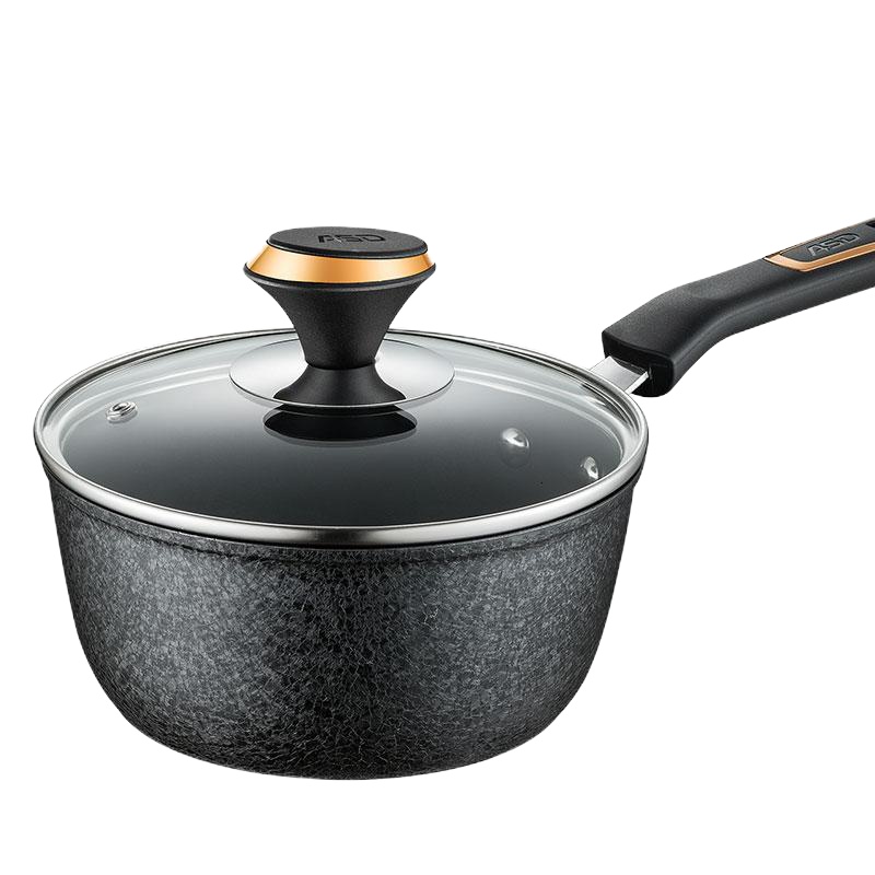 [新品]爱仕达奶锅不粘锅家用电磁炉通用婴儿宝宝 热奶炖锅18CM 加厚小型 酒红色