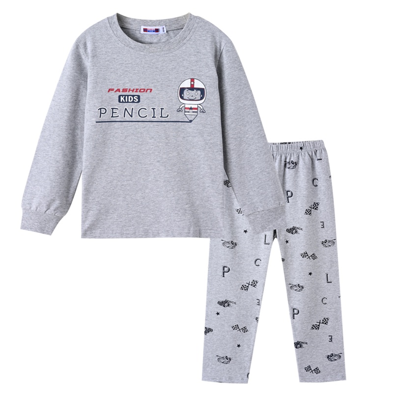 铅笔俱乐部童装2019秋冬新款男童家居服套装中大童长袖长裤套装