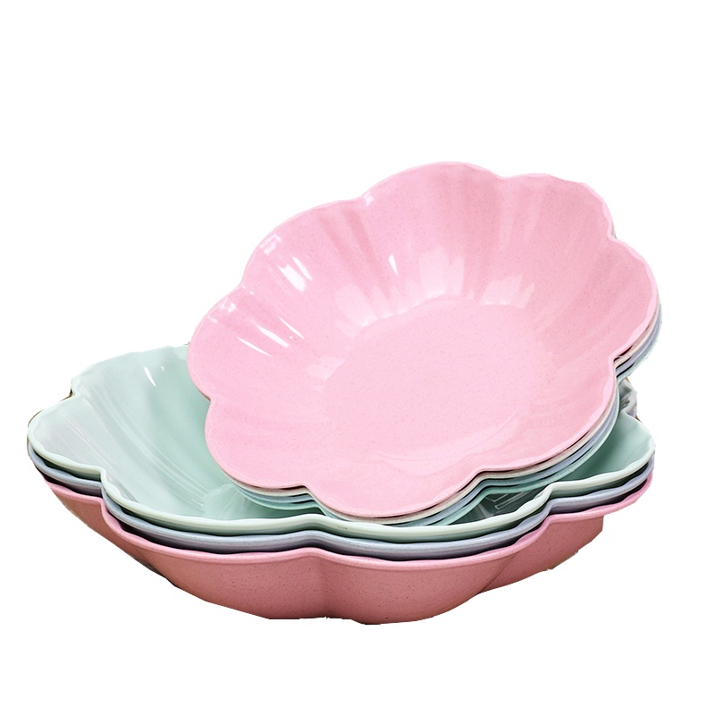 古达家用水果盘客厅果盘糖果盘年货零食盘干果盘塑料结婚蛋糕盘茶点盘托盘 大号3个装-绿色