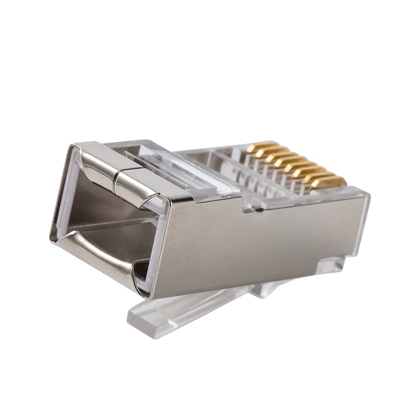 晶华 六类网络水晶头 6类千兆电脑网络连接头 双屏蔽RJ45网线8P8C镀金水晶头连接头 工程版 100个/盒 S662