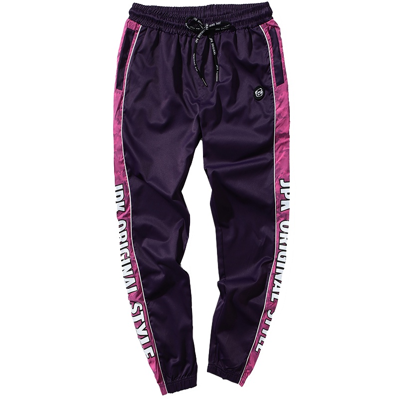 JPK原创设计潮牌秋冬国潮街头港风紫色ins风大码束脚裤休闲裤子男