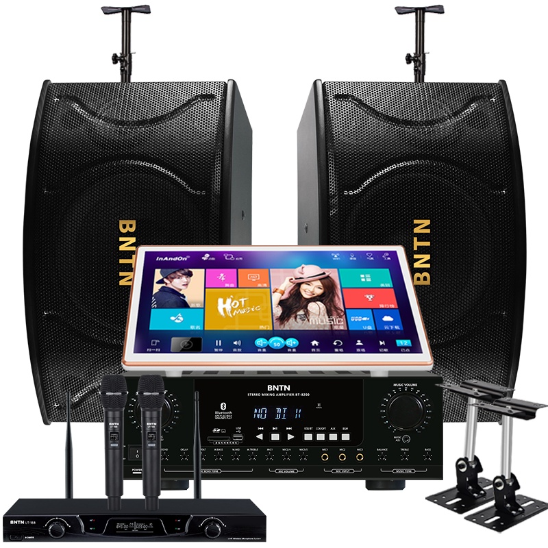 奔腾(BNTN)家庭音响KTV唱歌全套套装 家用客厅语音智能3T便携式点歌机卡拉OK功放8200配12三分频五单元音箱