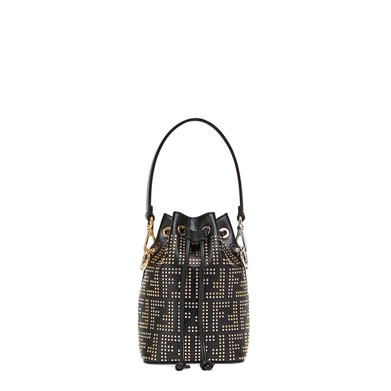 [直营]FENDI芬迪 MON TRESOR系列迷你牛皮铆钉logo女士水桶包手提包女包