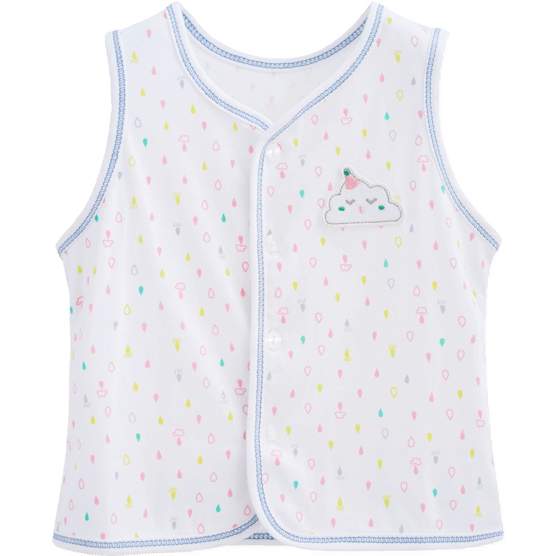 婴姿坊春季神奇雨点系列印花前开扣轻柔男童女童童装背心