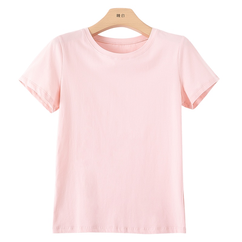 晩白 2020夏季新品时尚百搭简约纯色圆领通勤显瘦短袖休闲T恤衫女
