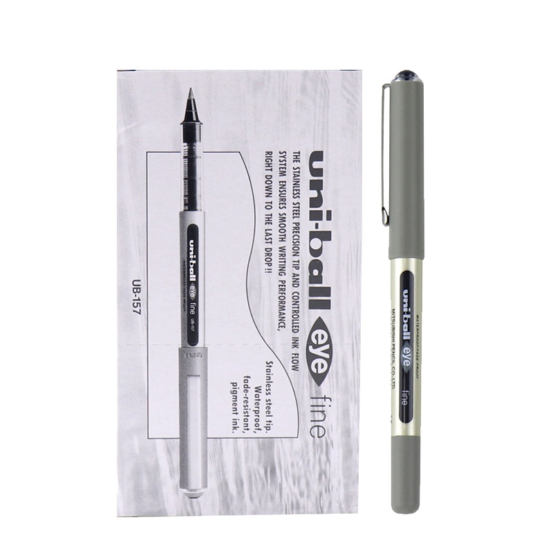三菱(uni)UB-157直液走珠笔黑色12支盒装0.7mm大容量签字笔 水笔中性笔学生文具