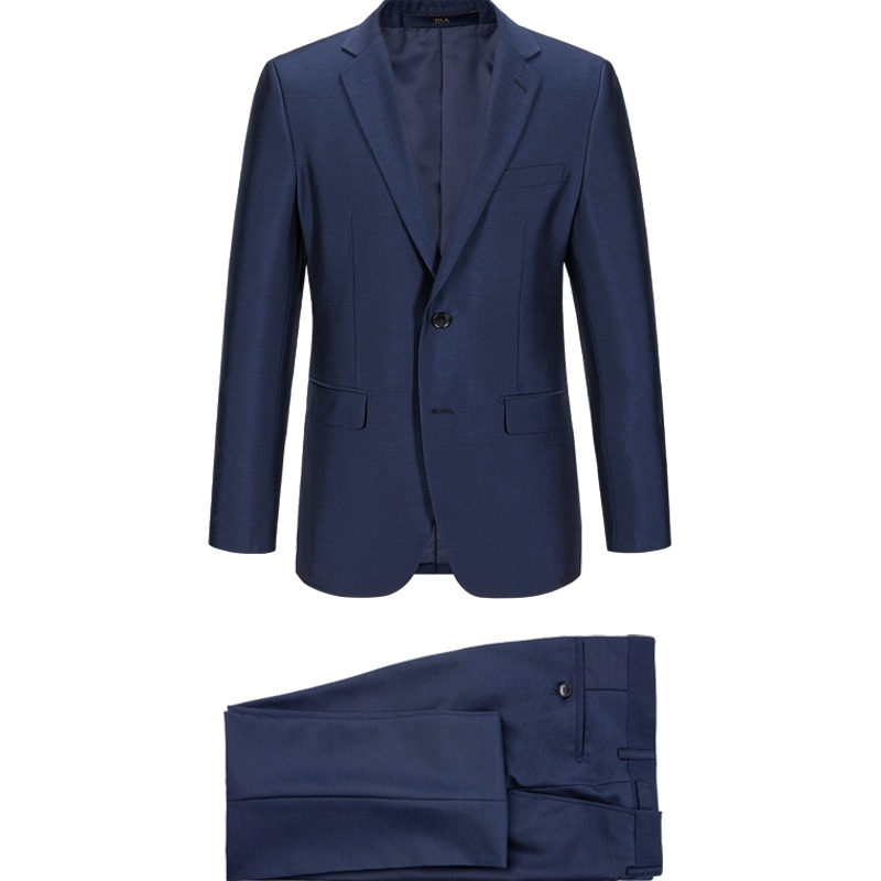 HLA海澜之家平驳领商务西服套装2019秋季净色竹节风格套西男HTXAD3R051A