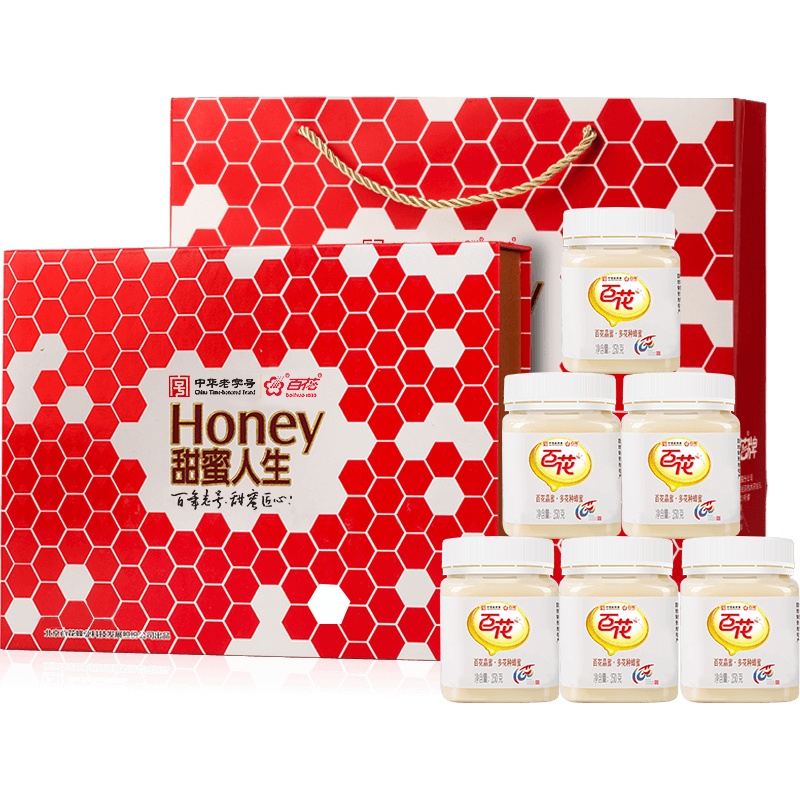 中华老字号百花牌晶蜜250g*6 精美礼盒 天然蜂蜜