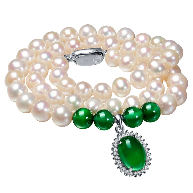 【珍珠翡翠项链】母亲节礼物送妈妈生日礼物创意实用高档首饰项链送母亲长辈婆婆老师的礼物可刻字