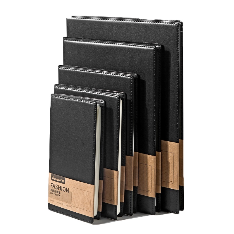 广博(GuangBo)20045皮面本A4/80张记事本 商务会议记录本 日记本加厚笔记本 黑色