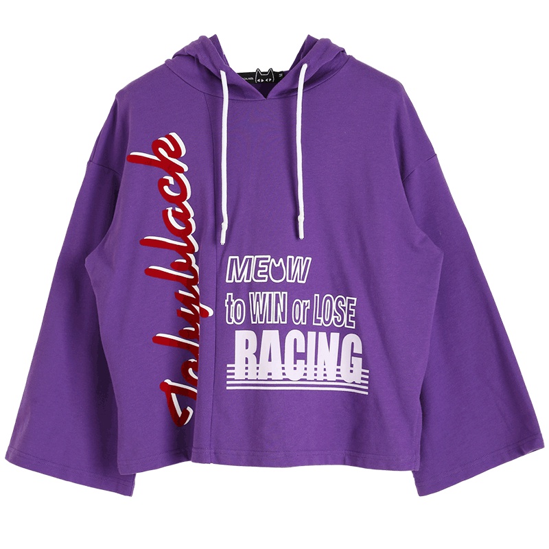 a02商场同款潮流印花喇叭袖宽松显瘦chic卫衣女潮D1T5A0641KT