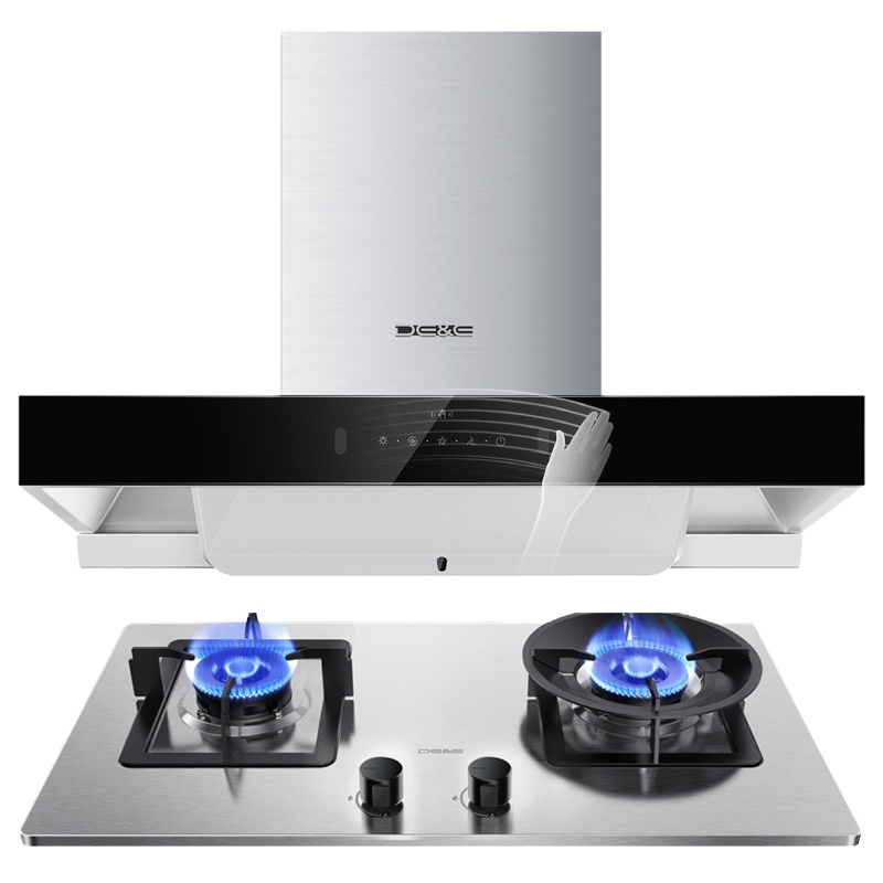 德意(DE&E)T6系列21立方挥手智控420Pa自清洁油烟机不锈钢燃气灶烟灶套装825A+716G(需液化气详询客服)