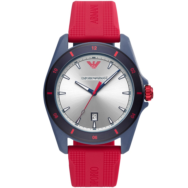 阿玛尼（Emporio Armani)男士手表SIGMA系列时尚潮男石英手表 红色胶带 AR11219