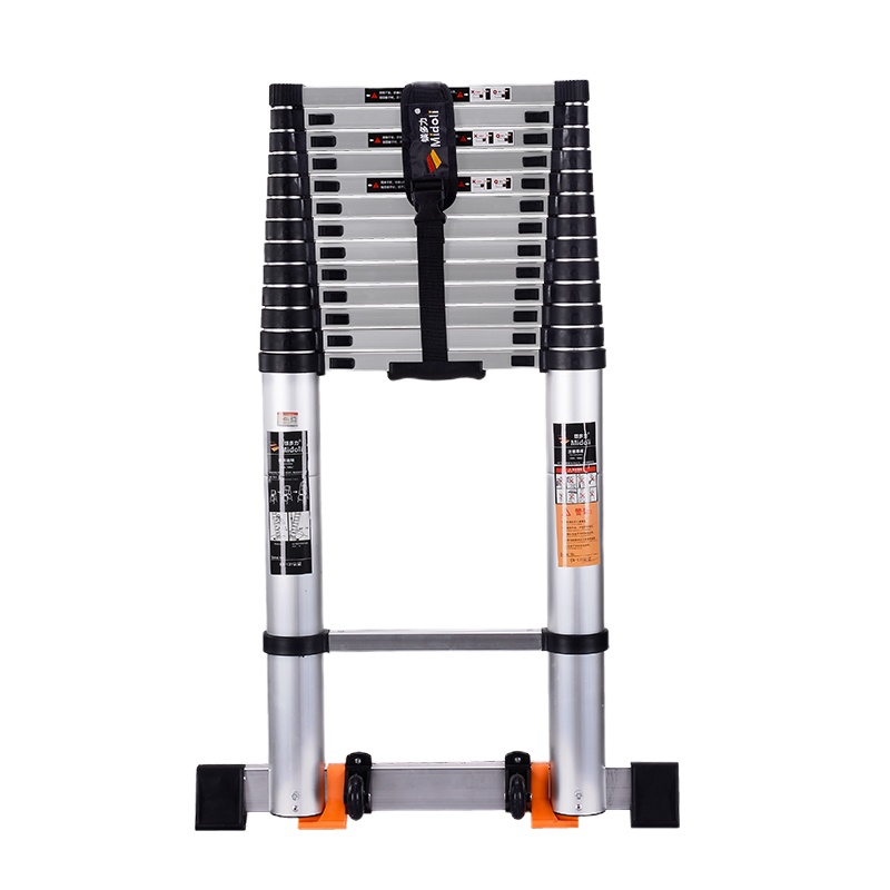 加厚铝合金折叠梯单面伸缩梯 竹节梯子 0.8米升3.2米 1个