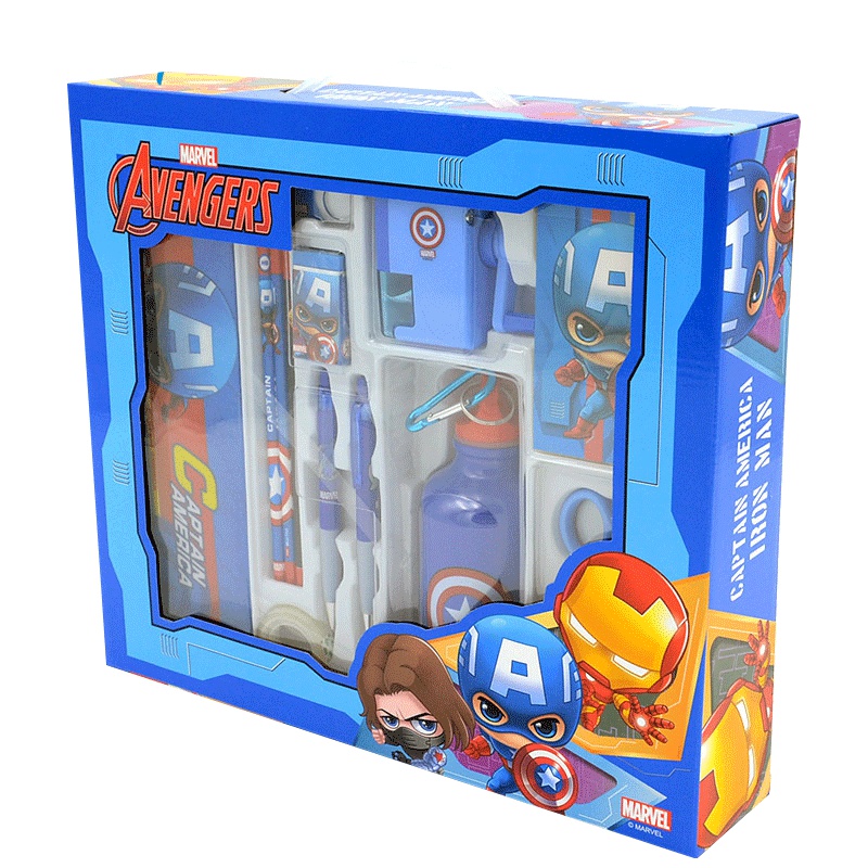 迪士尼文具礼盒 DM0934美国队长铅笔盒套装小学生儿童学习文具大礼物包礼盒奖品 男女孩米奇学习用品套装 幼儿园生日礼品