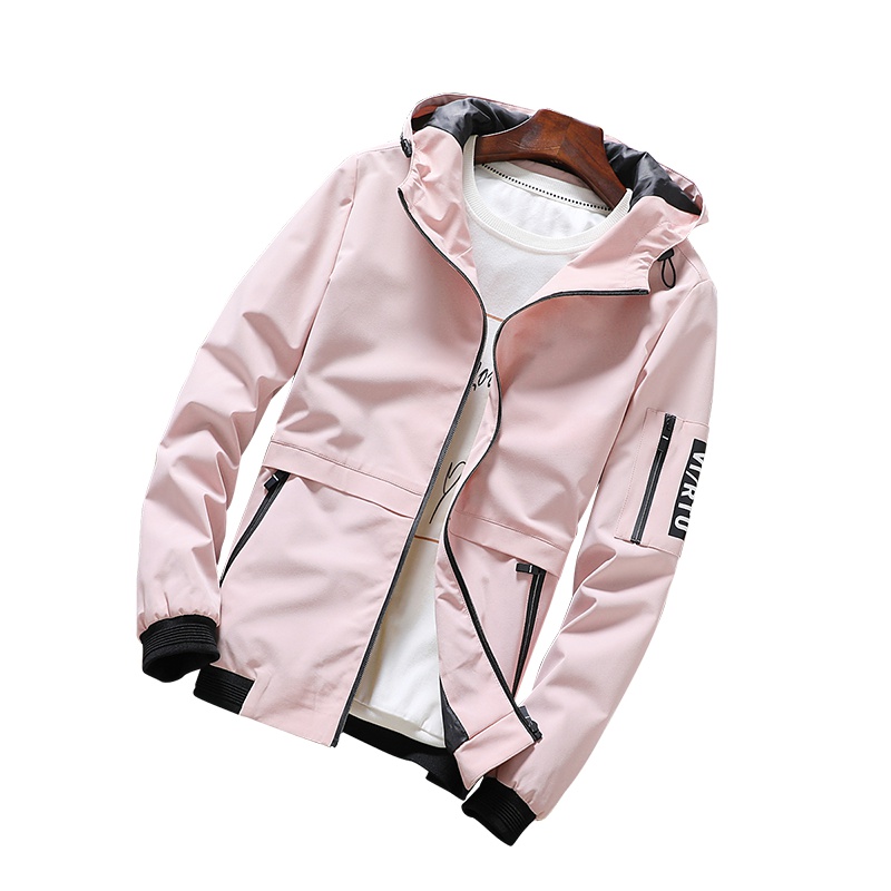 庄吉网红同款外套男2019春秋新款男士连帽夹克衫青年纯色休闲韩版修身JU-TCJK81795