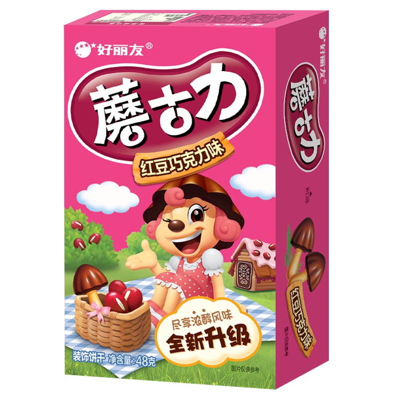 好丽友(Orion) 饼干 蘑古力红豆巧克力味48g/盒 (新老包装随机发货中)