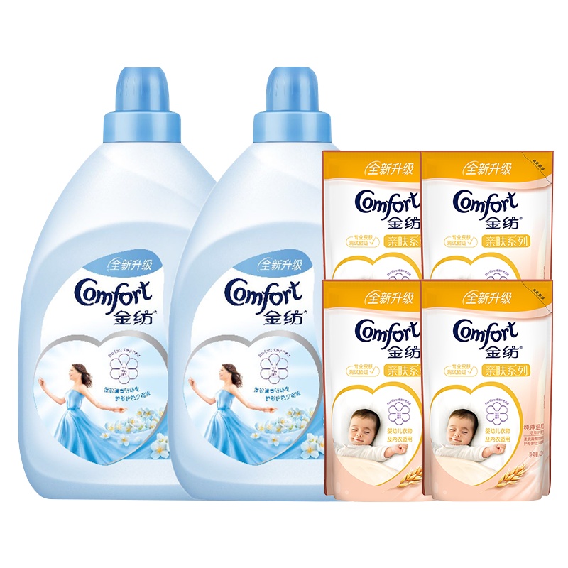 金纺衣物护理剂 清新柔顺4L*2+420ml*4