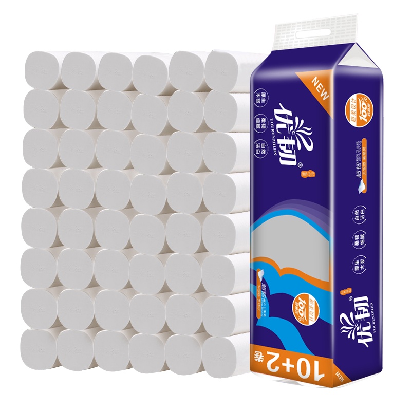 [品牌热卖]2提装24卷1400克4层加厚卷纸 卫生纸批发家用纸巾家庭实惠装无芯卷筒纸 厕纸手纸原生木浆 1400克
