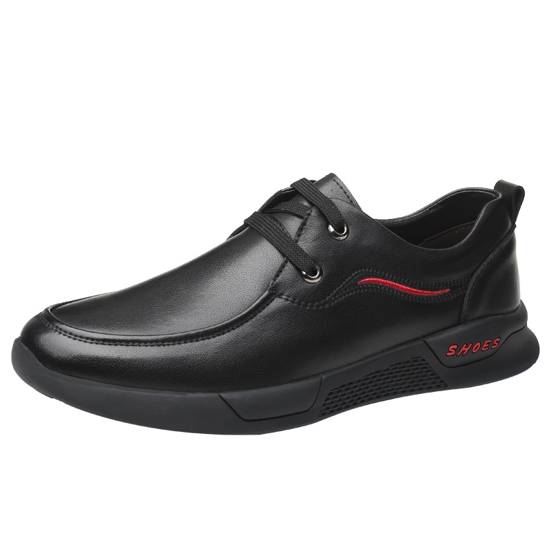 路易克思休闲皮鞋男秋季新款百搭英伦板鞋韩版潮流透气真皮耐磨潮鞋子19827