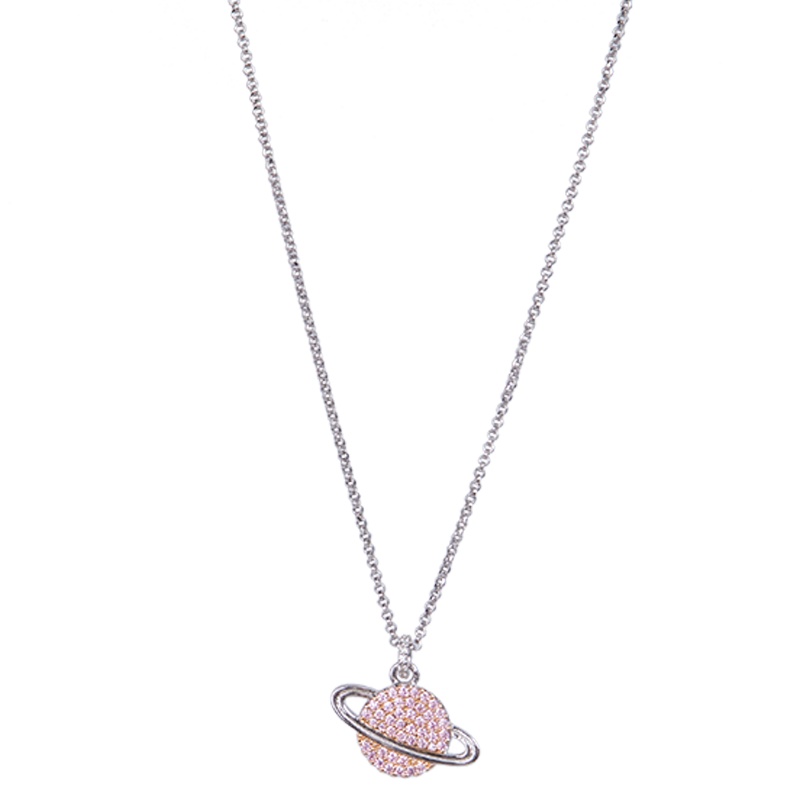 [直营]apm MONACO粉色星球925银镶晶钻女士项链颈链送恋人AC3917XORW