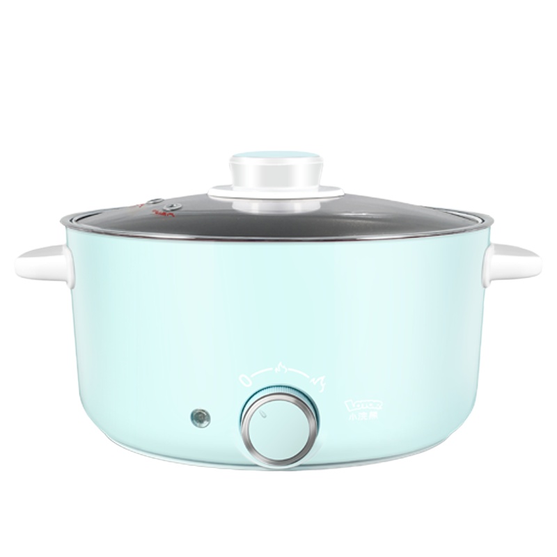 小浣熊电火锅30C蒂芙尼蓝不粘锅3L大容量不粘内胆环形加热家用多功能宿舍学生电炒锅 热炒菜蒸煮一体锅电煮锅