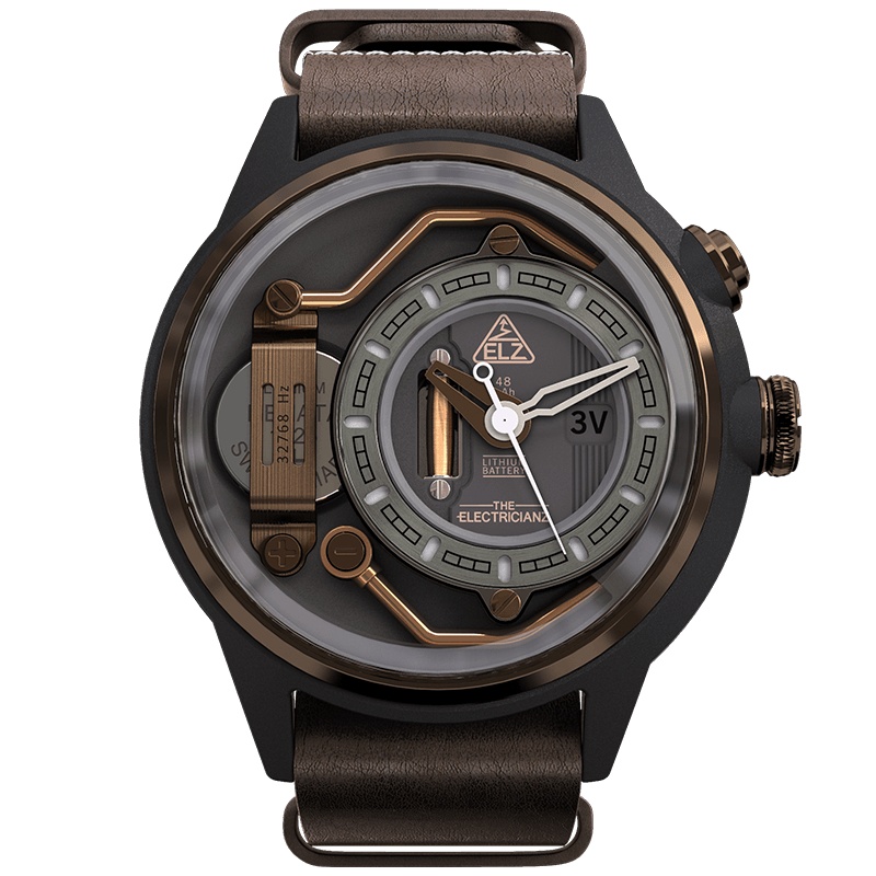 ELZ风靡ins手表 瑞表电工中性夜光NFC小众大表盘石英男士手表A1C/02-ELZ008