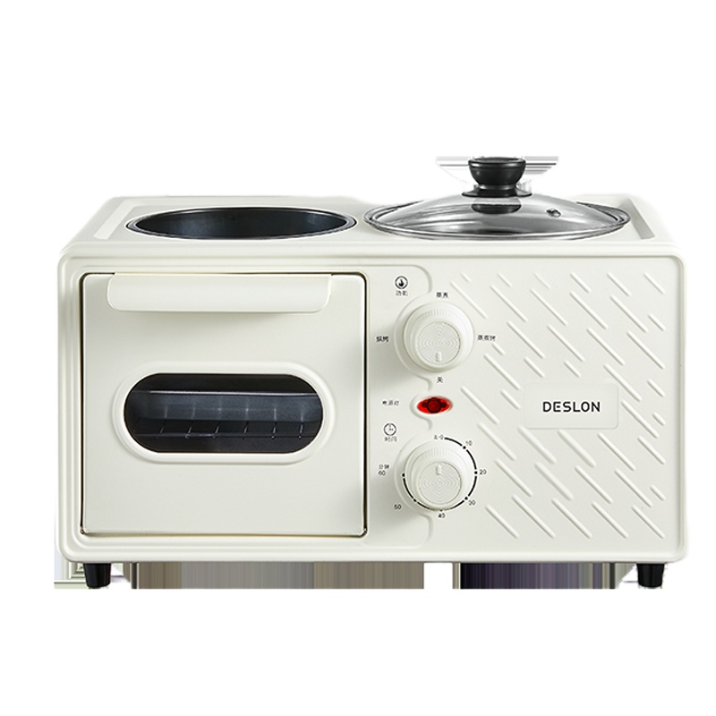 德世朗 早餐机DDQ-JK002 家用烤面包机多士炉吐司机电烤箱加热轻食料理机三明治机煎蛋温奶多功能煎煮烤三合一 lt