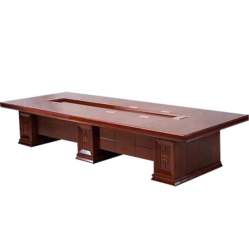 质凡办公家具大会议桌新中式油漆会议洽谈桌